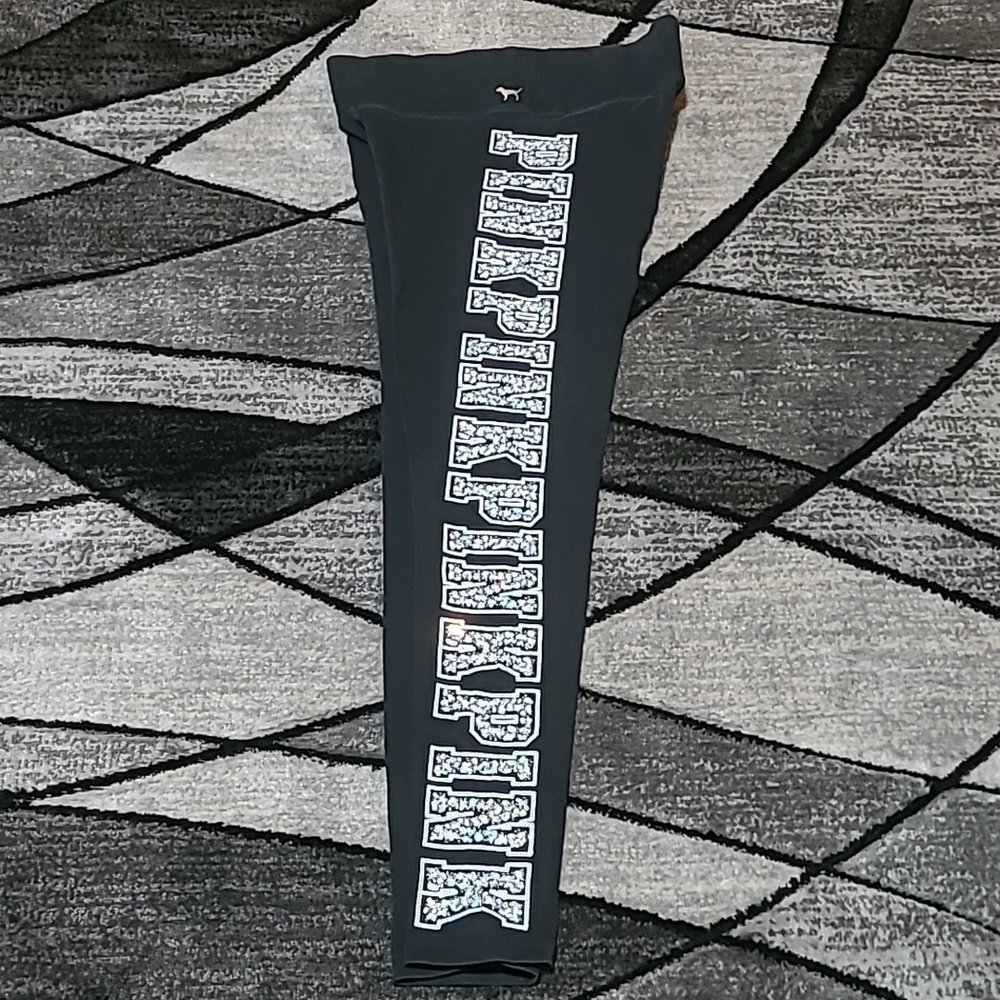 VS PINK IRIDESCENT SEQUINS & BEADS YOGA LEGGINGS